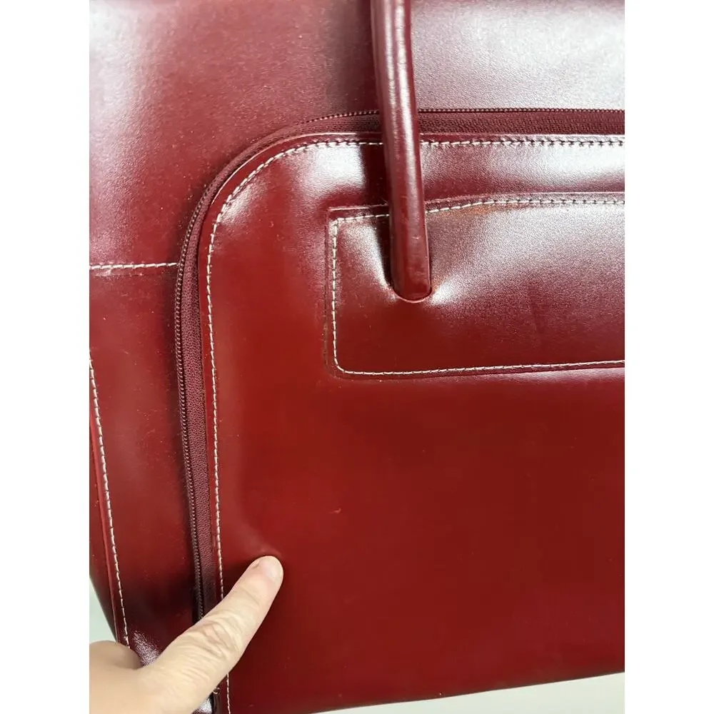 McKlein Lake Forest Leather Ladies' Laptop Briefcase Red Maroon 15.6” READ